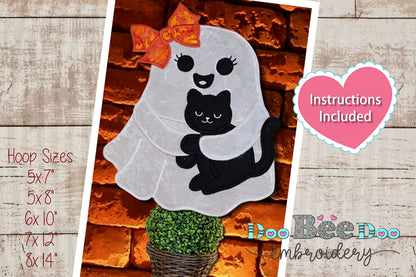 Little Ghost with Kitten – ITH Project – Machine Embroidery Design