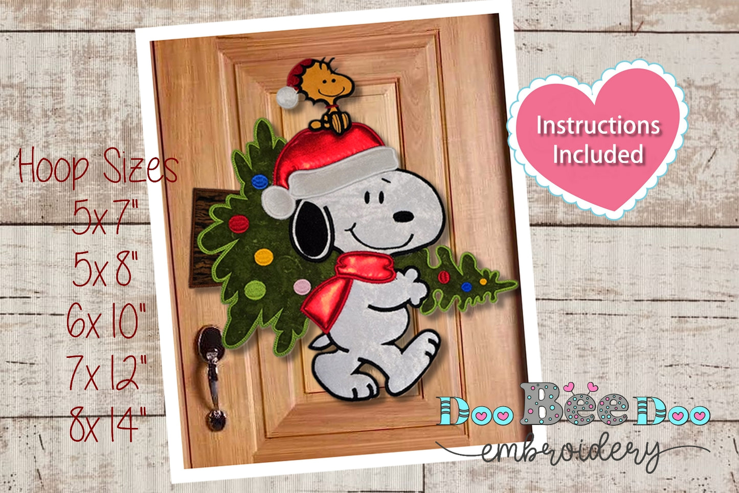 Snoopy with Christmas Tree - ITH Project - Machine Embroidery Design