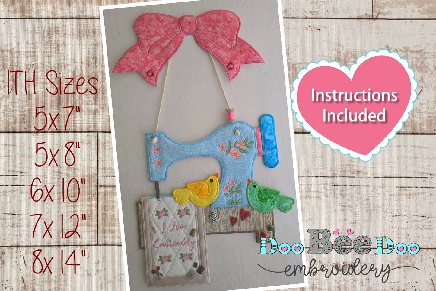 Sewing Machine with Birds – ITH Project – Machine Embroidery Design