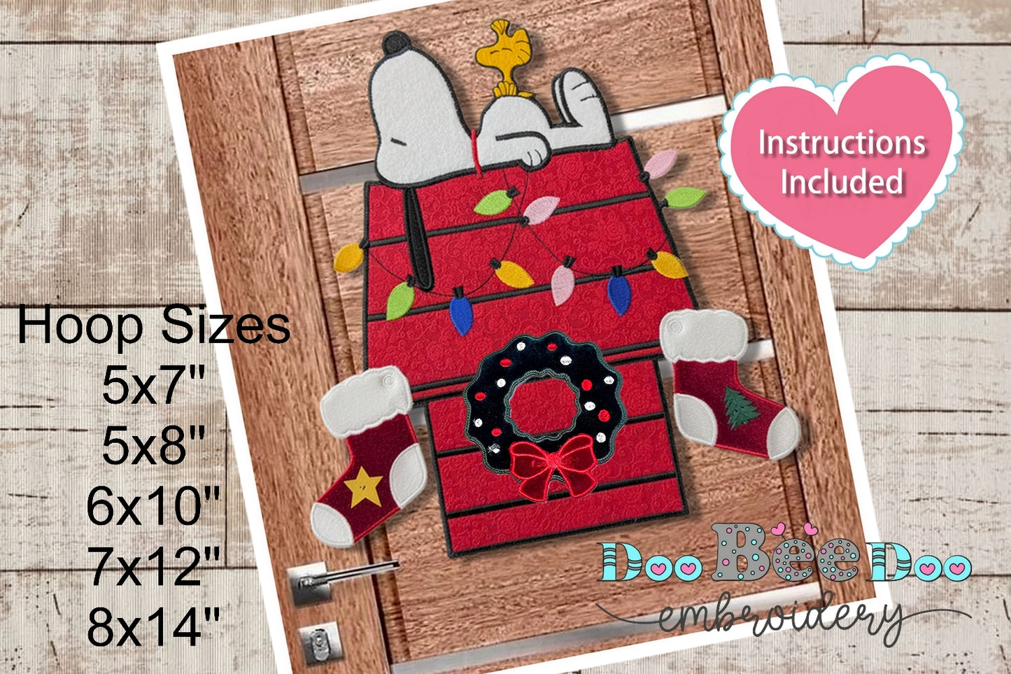 Snoopy and Woodstock Christmas – ITH Project – Machine Embroidery Design