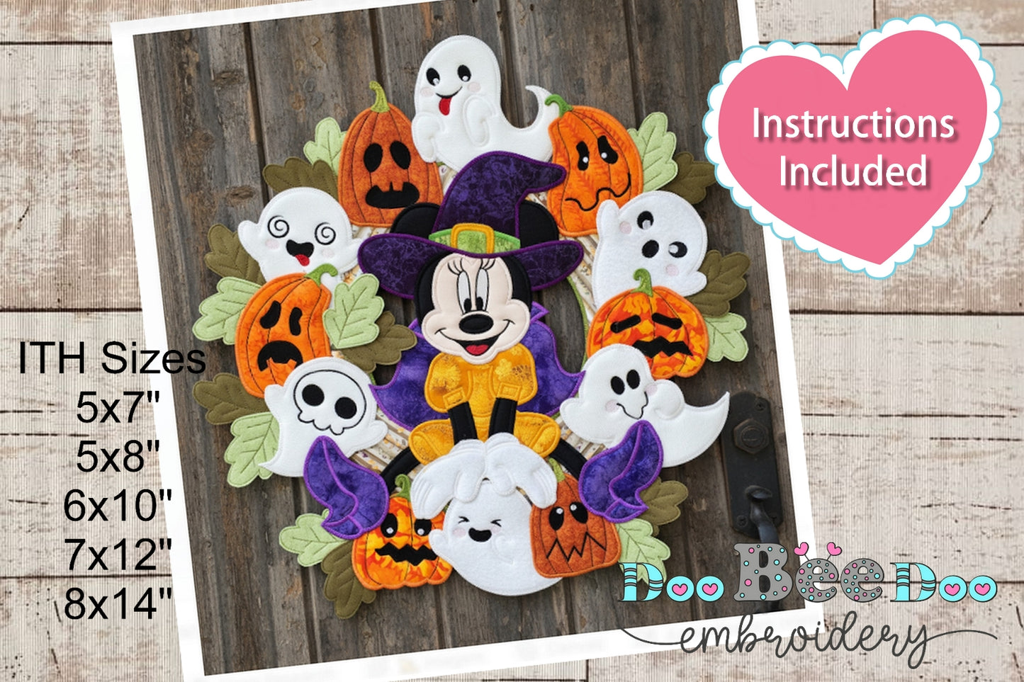 Minnie Halloween Wreath - ITH Project - Machine Embroidery Design