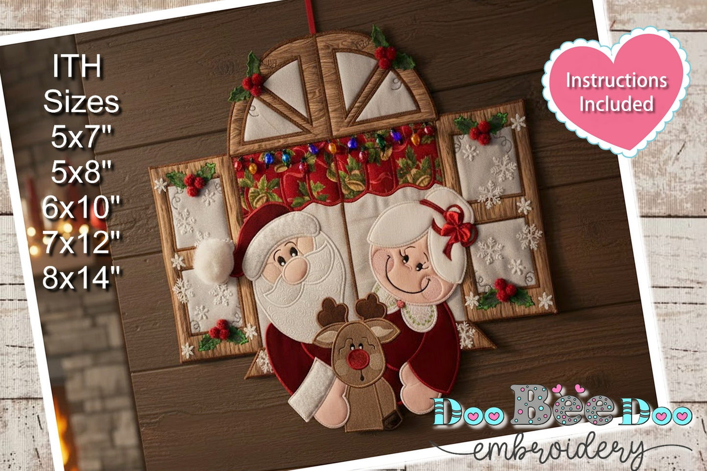 🎄 Santa and Mrs. Claus Window – ITH Project – Machine Embroidery Design