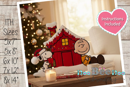 Charlie and Snoopy Christmas Scene – ITH Project – Machine Embroidery Design