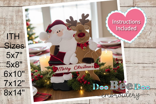 Santa and Reindeer – ITH Project – Machine Embroidery Design