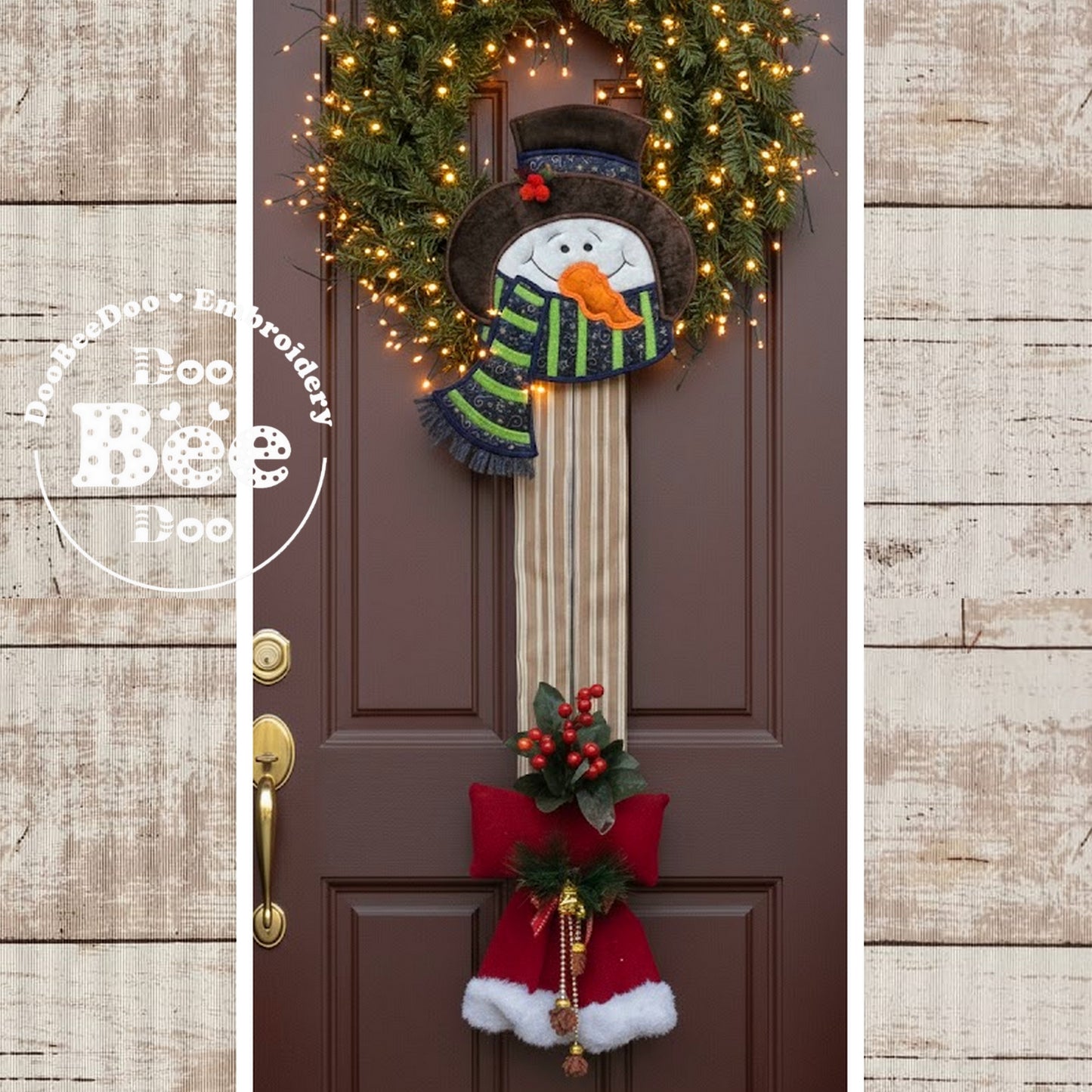 Snowman with Black Hat Door Hanger – ITH Project – Machine Embroidery Design