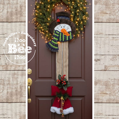 Snowman with Black Hat Door Hanger – ITH Project – Machine Embroidery Design