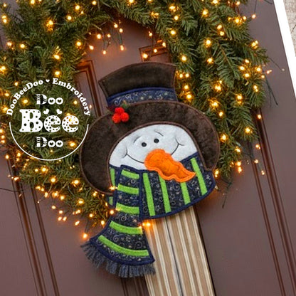 Snowman with Black Hat Door Hanger – ITH Project – Machine Embroidery Design