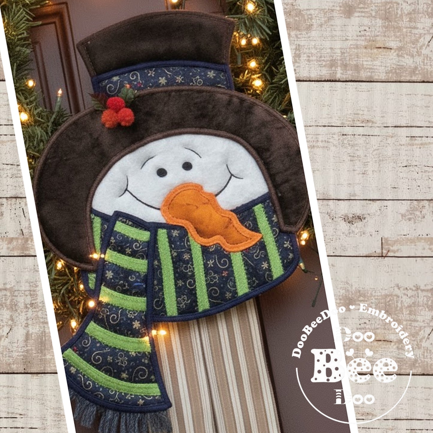 Snowman with Black Hat Door Hanger – ITH Project – Machine Embroidery Design