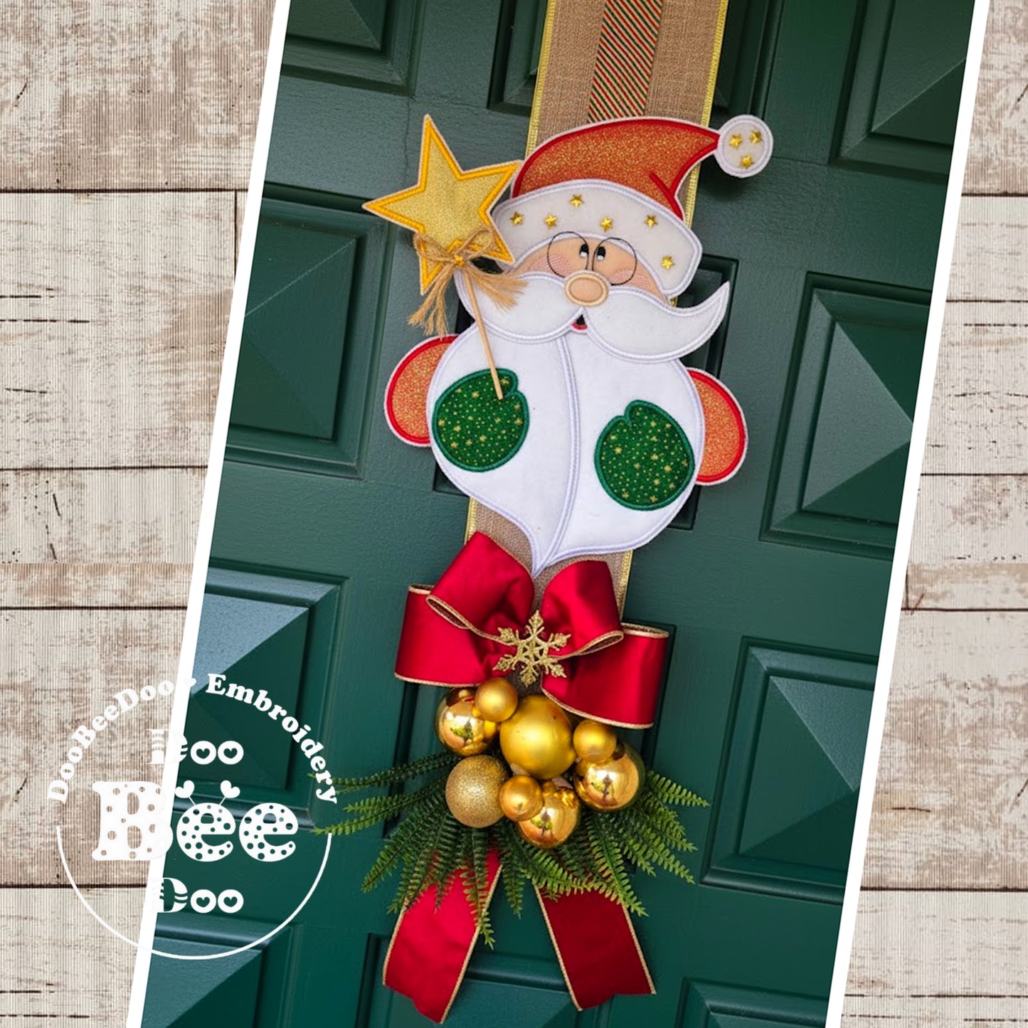 Santa Claus with Star Door Hanger – ITH Project – Machine Embroidery Design