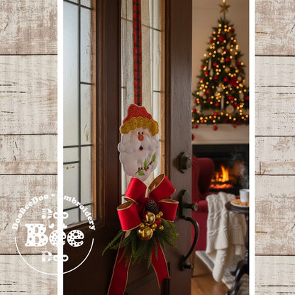 Santa Claus with Holly in his Beard Door Hanger – ITH Project – Machine Embroidery Design