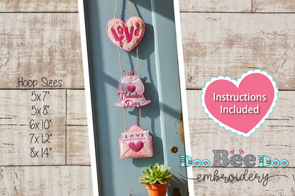 Valentine Love Hanging – ITH Project – Machine Embroidery Design