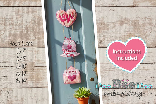 Valentine Love Hanging – ITH Project – Machine Embroidery Design