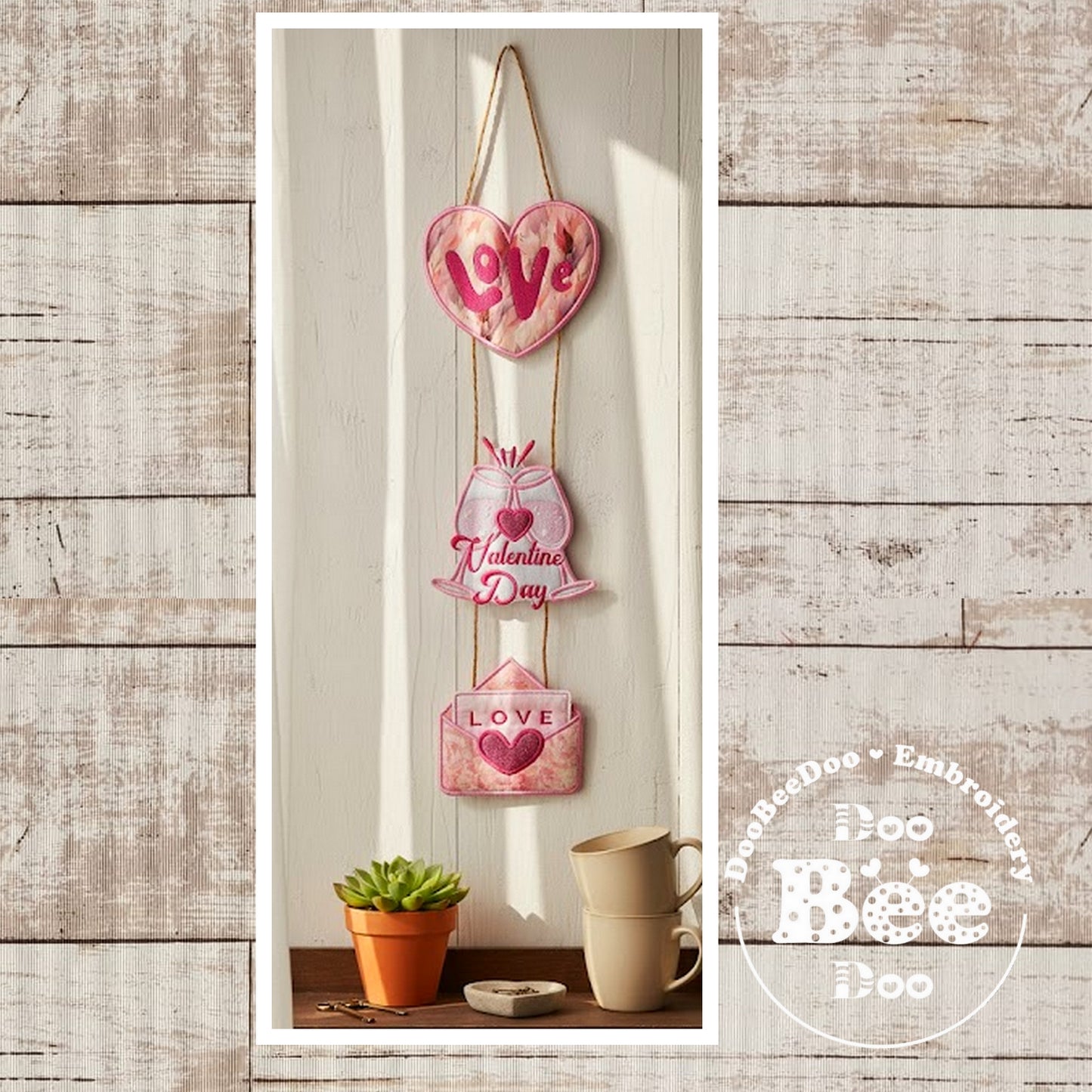 Valentine Love Hanging – ITH Project – Machine Embroidery Design