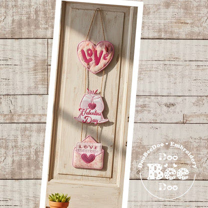 Valentine Love Hanging – ITH Project – Machine Embroidery Design