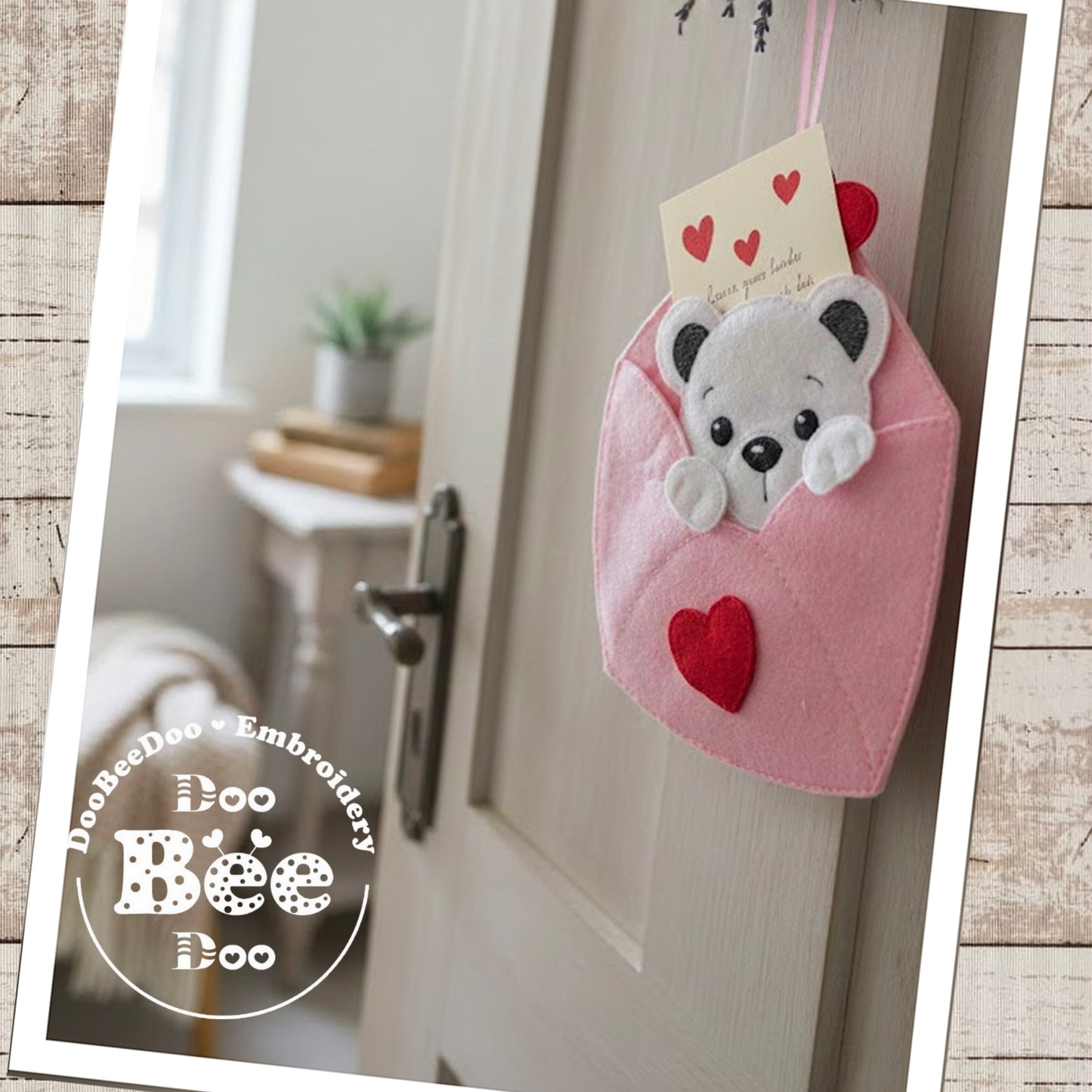 Valentine Bear Envelope – ITH Project – Machine Embroidery Design