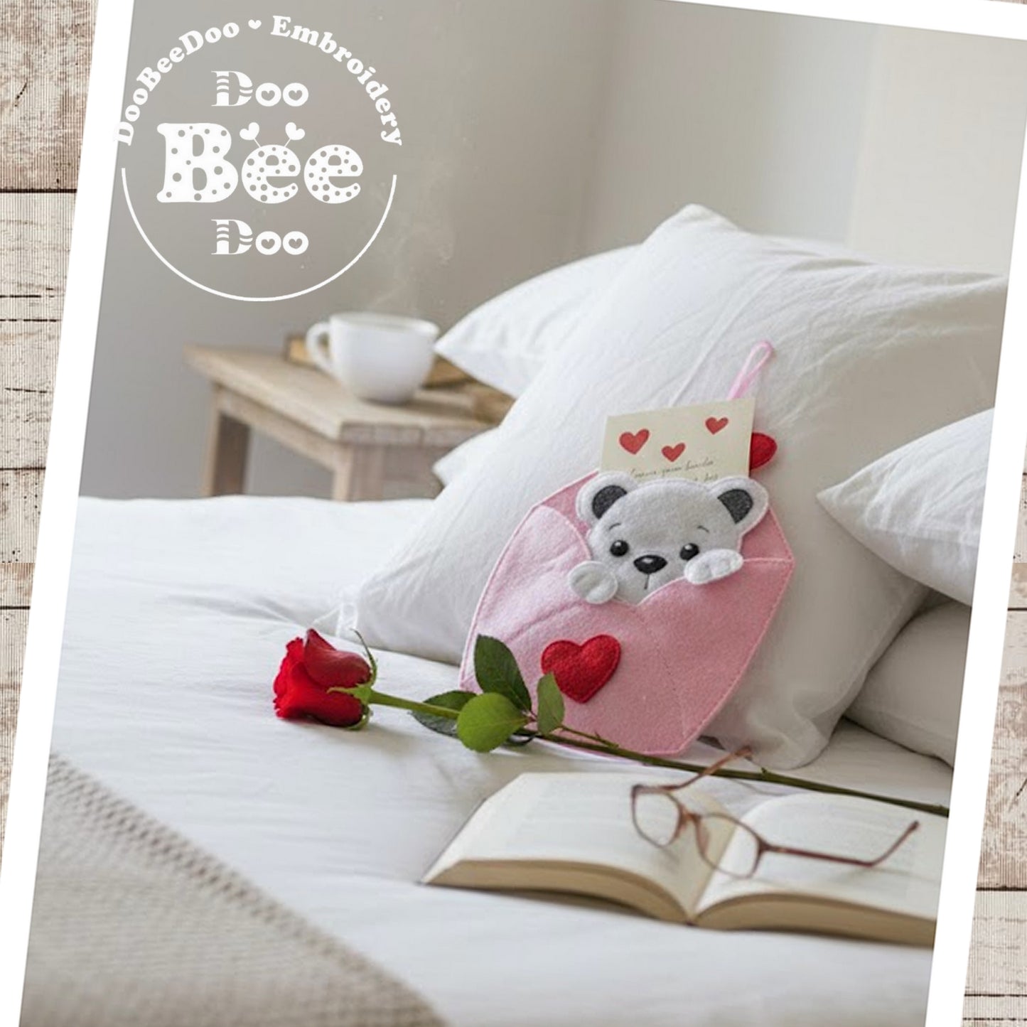 Valentine Bear Envelope – ITH Project – Machine Embroidery Design