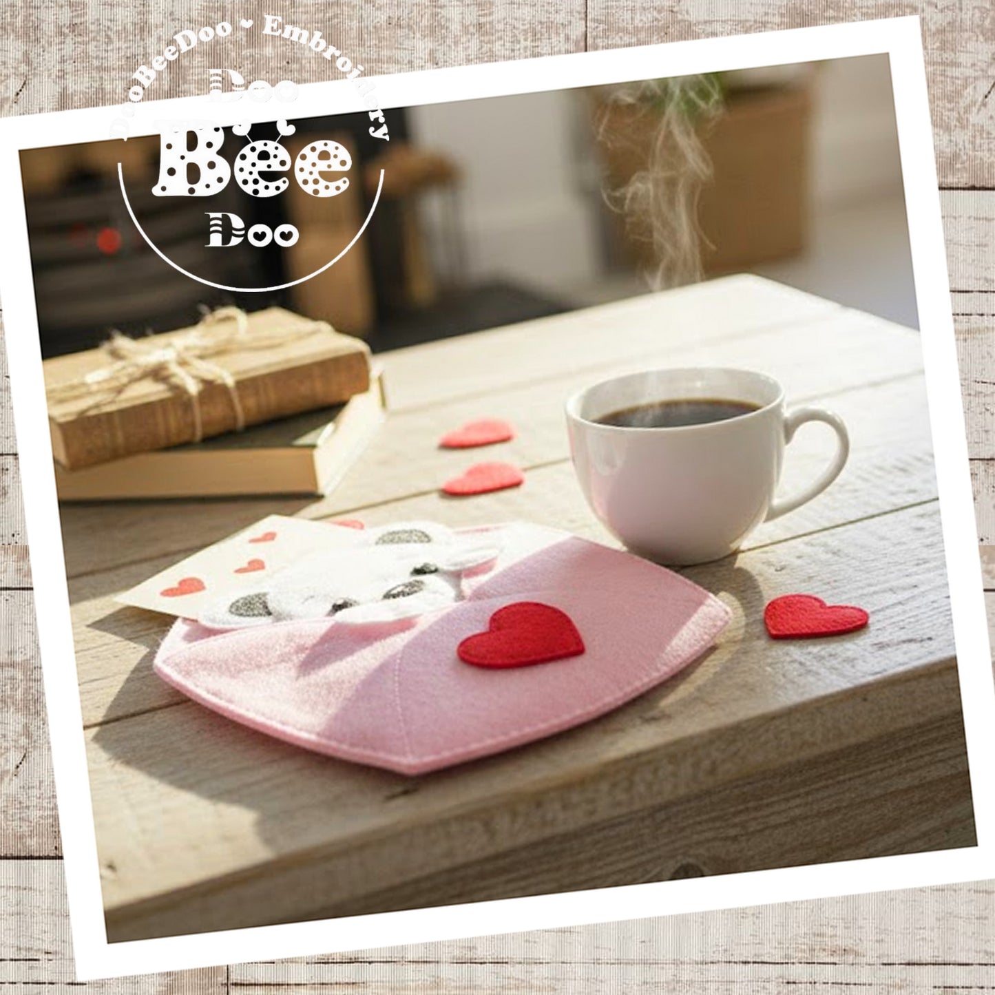 Valentine Bear Envelope – ITH Project – Machine Embroidery Design