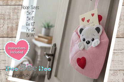 Valentine Bear Envelope – ITH Project – Machine Embroidery Design