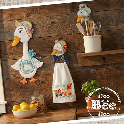 Farmhouse Goose Girl Kitchen Set – ITH Project – Machine Embroidery Designs