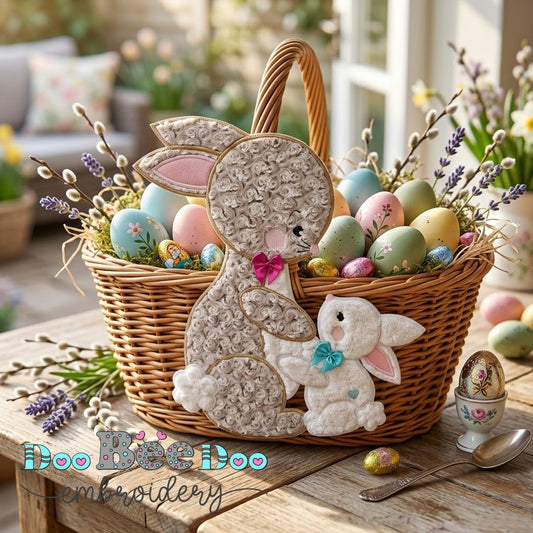 Easter Bunny Mom with her Baby – ITH Project – Machine Embroidery Design