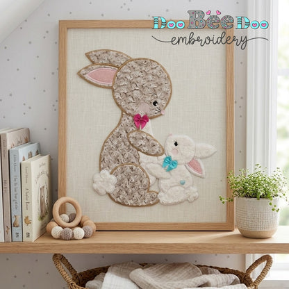 Easter Bunny Mom with her Baby – ITH Project – Machine Embroidery Design