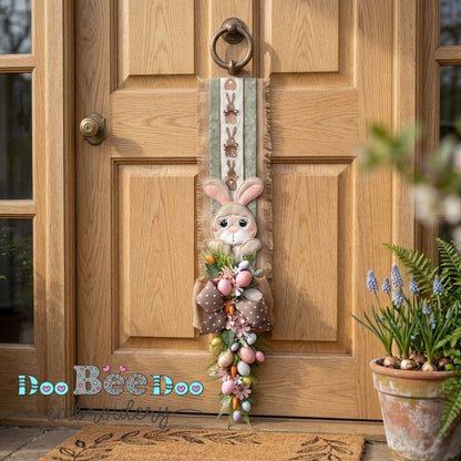 Cute Easter Bunny Door Banner Ornament – ITH Project – Machine Embroidery Design