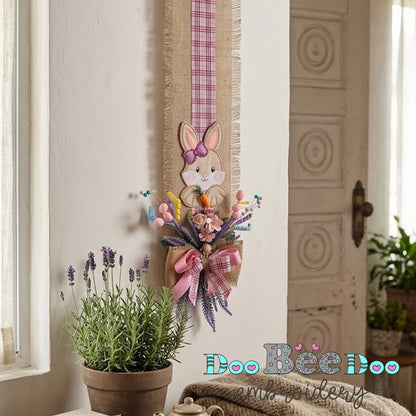 Cheerful Rabbit Bunny Easter Door Banner – ITH Project – Machine Embroidery Design