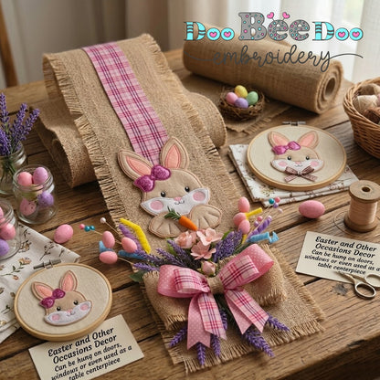 Cheerful Rabbit Bunny Easter Door Banner – ITH Project – Machine Embroidery Design