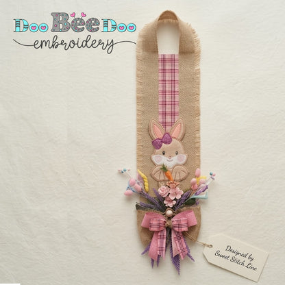 Cheerful Rabbit Bunny Easter Door Banner – ITH Project – Machine Embroidery Design