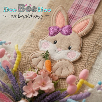 Cheerful Rabbit Bunny Easter Door Banner – ITH Project – Machine Embroidery Design
