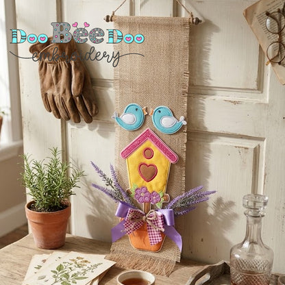 Birdhouse Spring Door Banner – ITH Project – Machine Embroidery Design