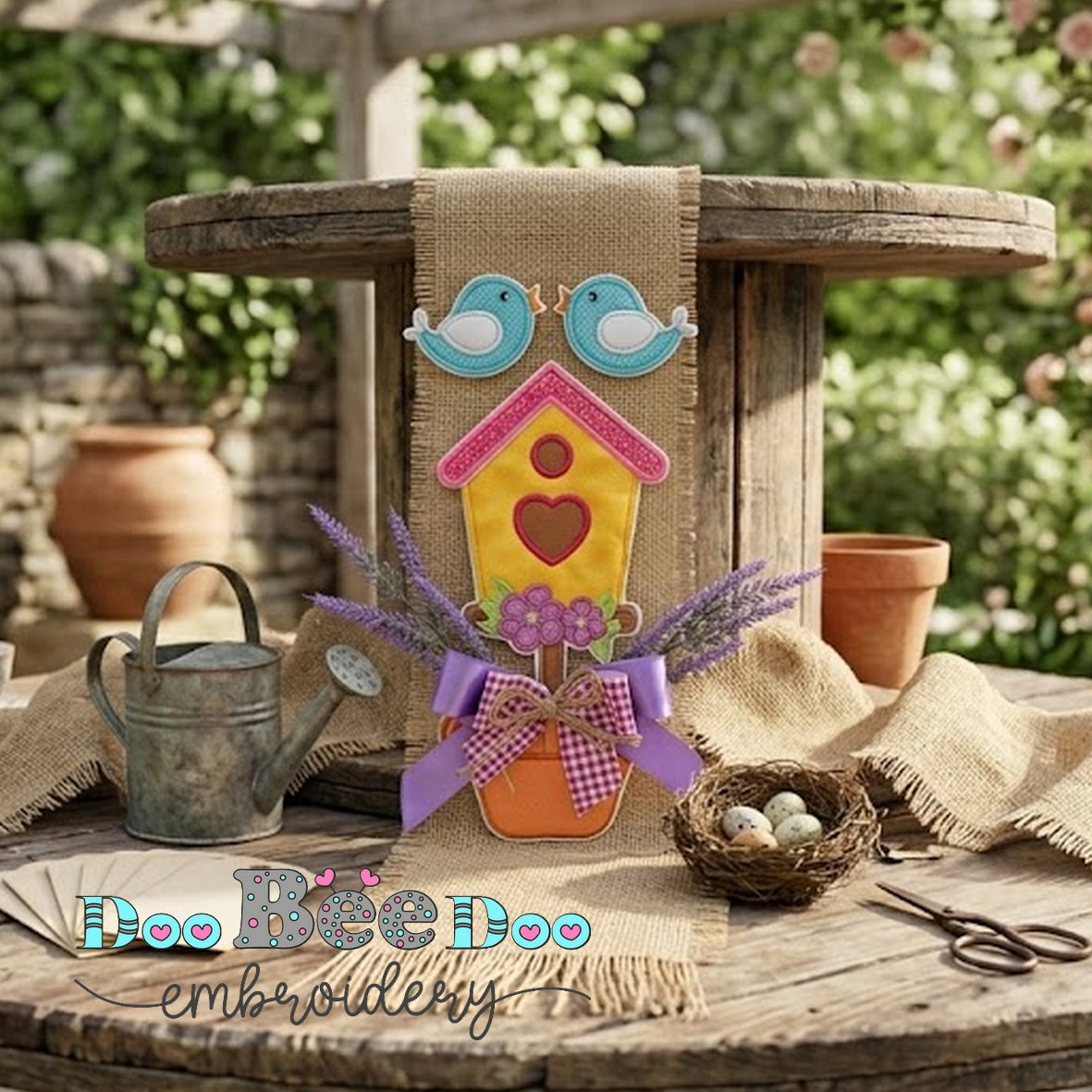 Birdhouse Spring Door Banner – ITH Project – Machine Embroidery Design