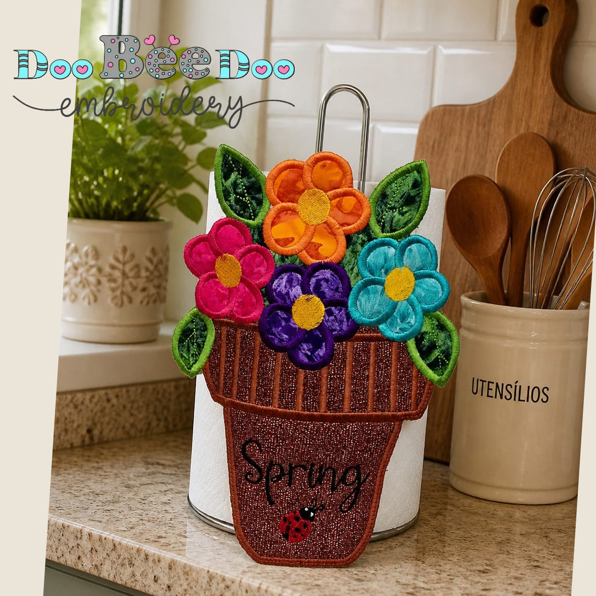 Spring Floral Kitchen Bundle - Set of 3 Designs – ITH Machine Embroidery Design Set