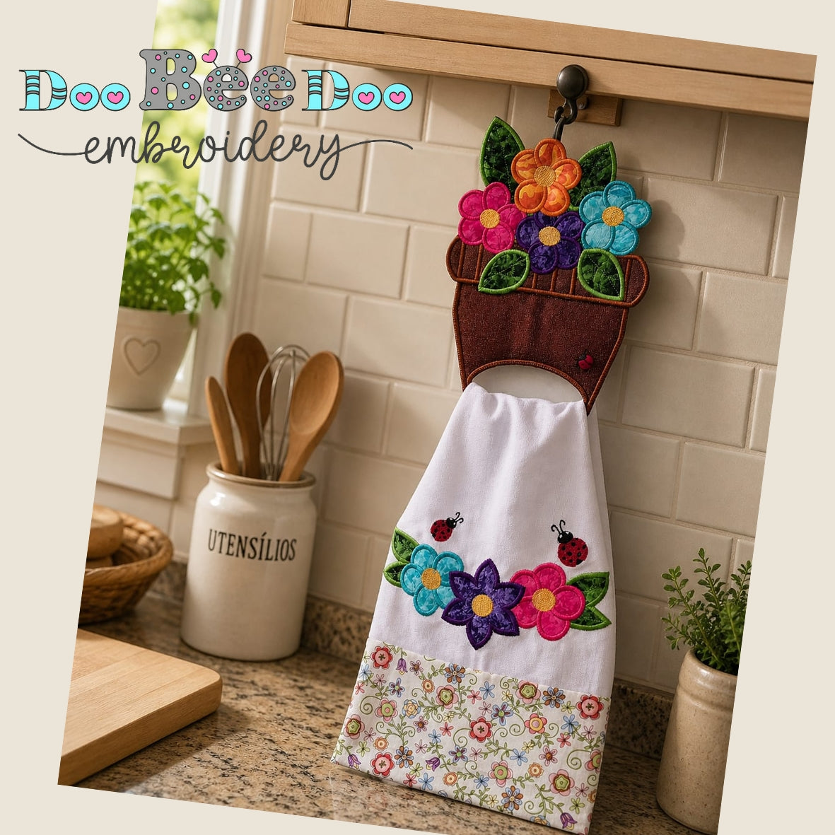Spring Floral Kitchen Bundle - Set of 3 Designs – ITH Machine Embroidery Design Set