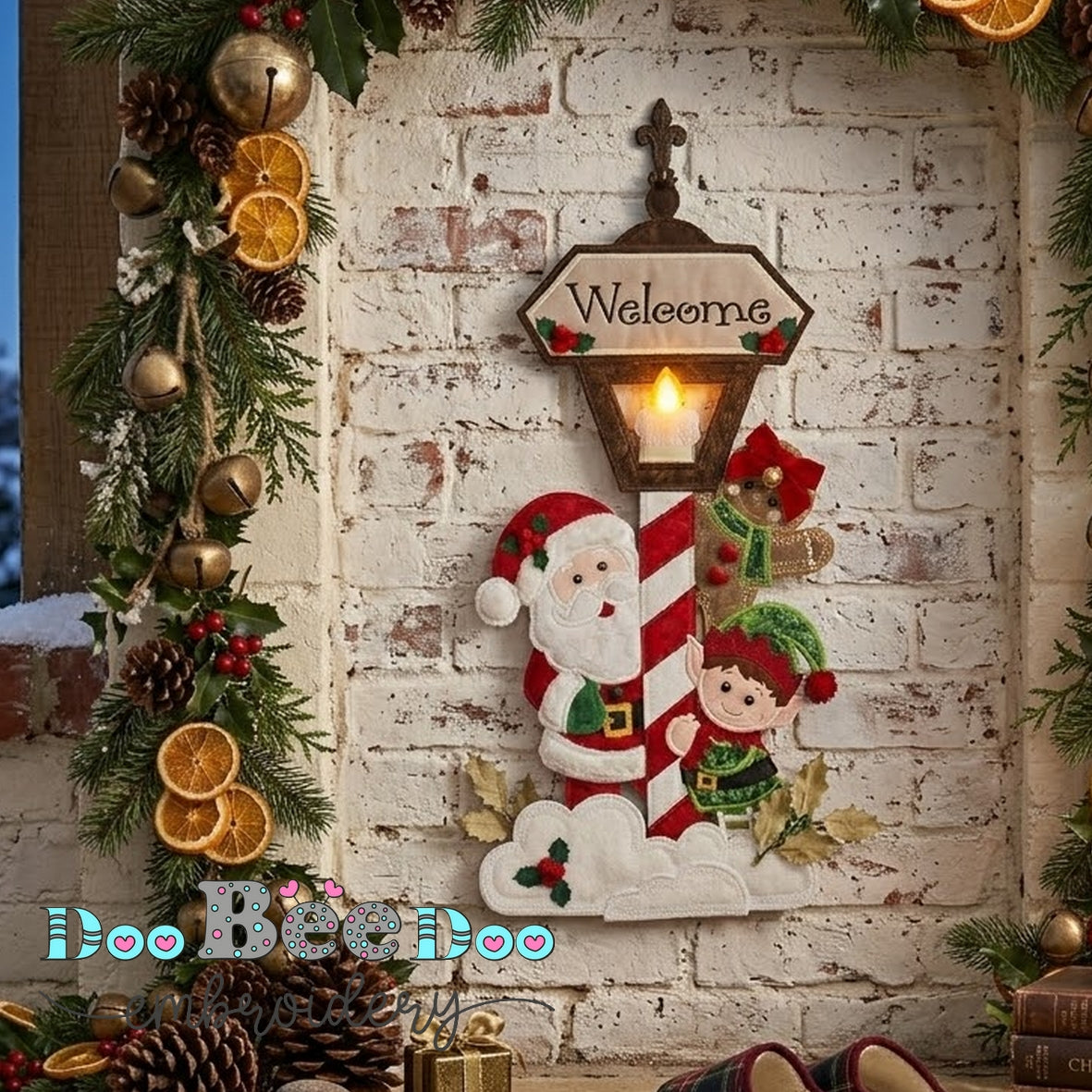 Christmas Welcome Lamp Post – ITH Project – Machine Embroidery Design
