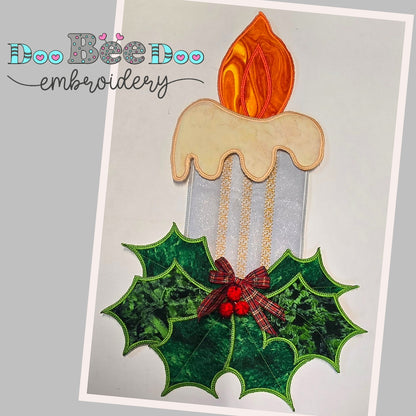 Christmas Candle with Scrollwork – ITH Project – Machine Embroidery Design