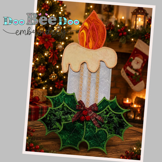 Christmas Candle with Scrollwork – ITH Project – Machine Embroidery Design
