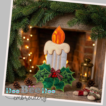 Christmas Candle with Scrollwork – ITH Project – Machine Embroidery Design
