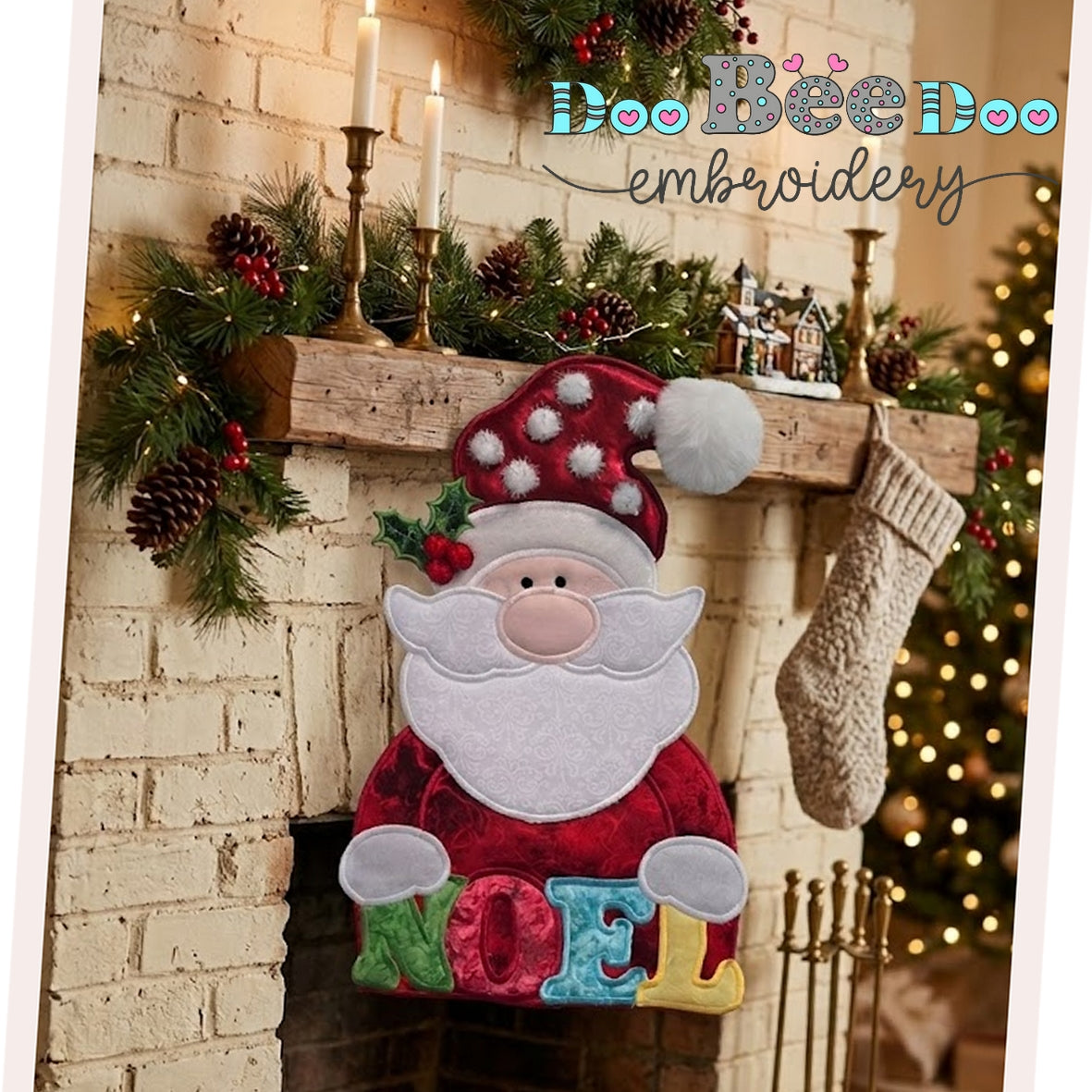 Santa Claus Noel Christmas Door Hanger – ITH Project – Machine Embroidery Design
