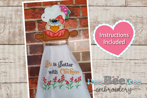 Chicken Dish Towel Holder  - ITH Project - Machine Embroidery Design