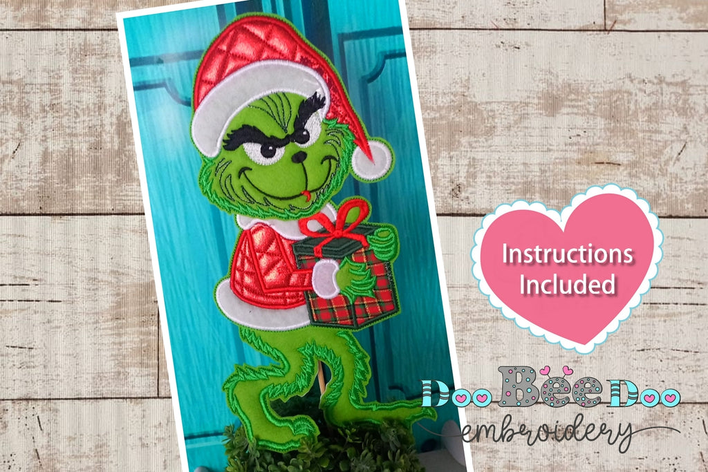 Grinch Stealing a Gift - ITH Project - Machine Embroidery Design