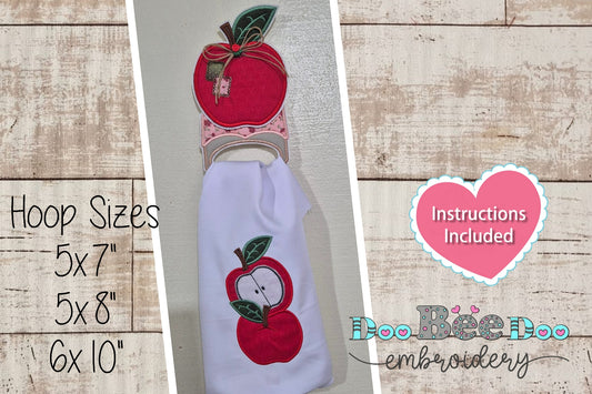 Red Apples Towel Holder – ITH Project – Machine Embroidery Design