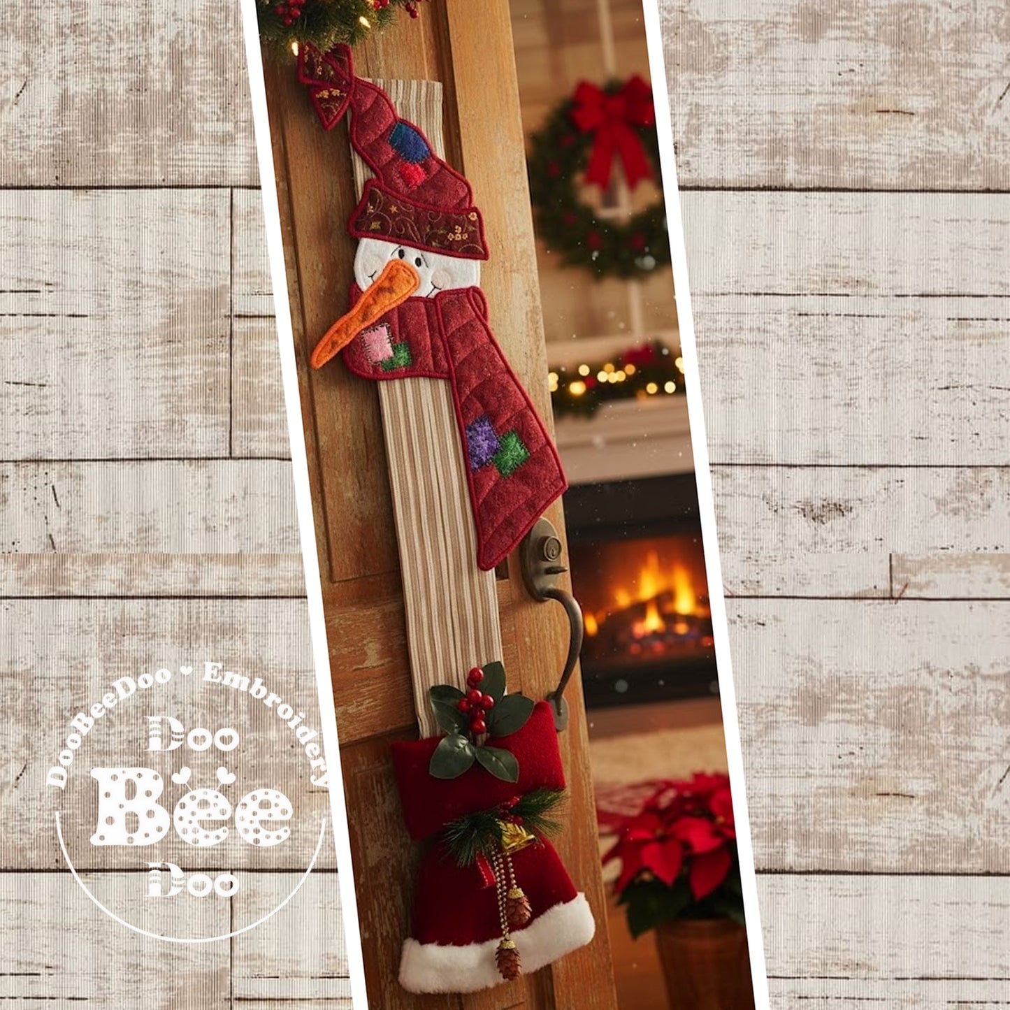 Red Hat Snowman Door Hanger – ITH Project – Machine Embroidery Design