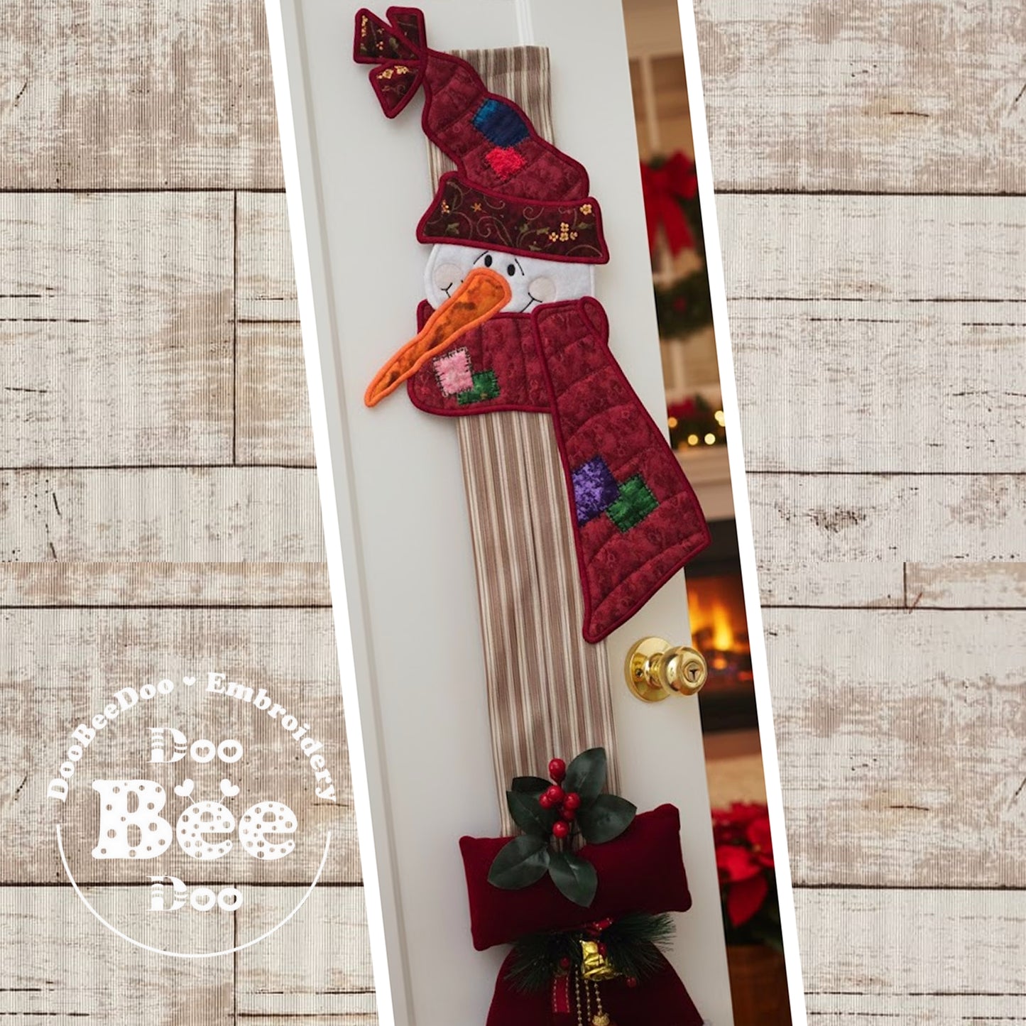 Red Hat Snowman Door Hanger – ITH Project – Machine Embroidery Design