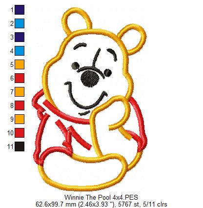 Winnie the Pooh - Applique - Machine Embroidery Design
