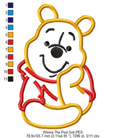 Winnie the Pooh - Applique - Machine Embroidery Design