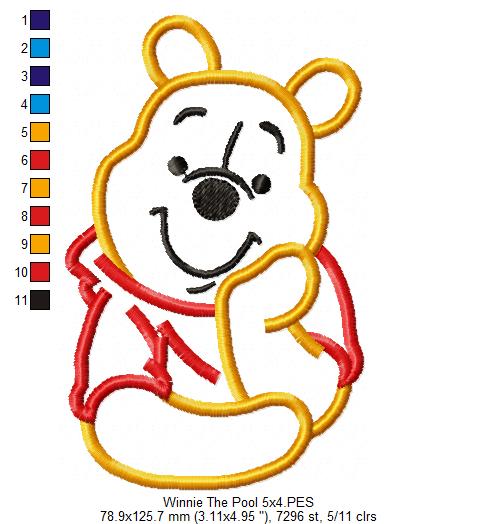 Winnie the Pooh - Applique - Machine Embroidery Design