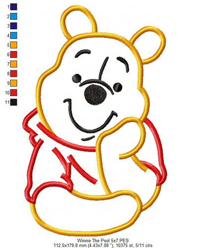 Winnie the Pooh - Applique - Machine Embroidery Design
