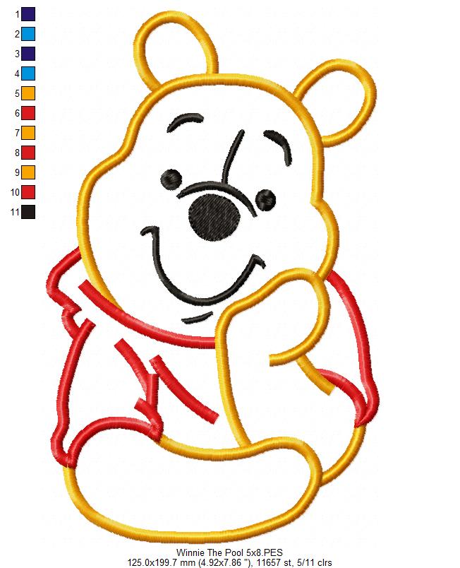 Winnie the Pooh - Applique - Machine Embroidery Design