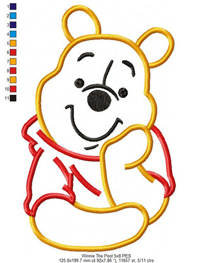 Winnie the Pooh - Applique - Machine Embroidery Design